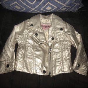 Baby Girl Faux Leather Metallic Motorcycle Jacket